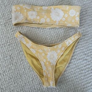 Yellow floral Triangl bandeau bikini
